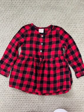jumping beans Red & Black Buffalo Plaid Baby Dress